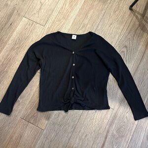 LOVEMARKS | waffle print tie front button down blouse, size small